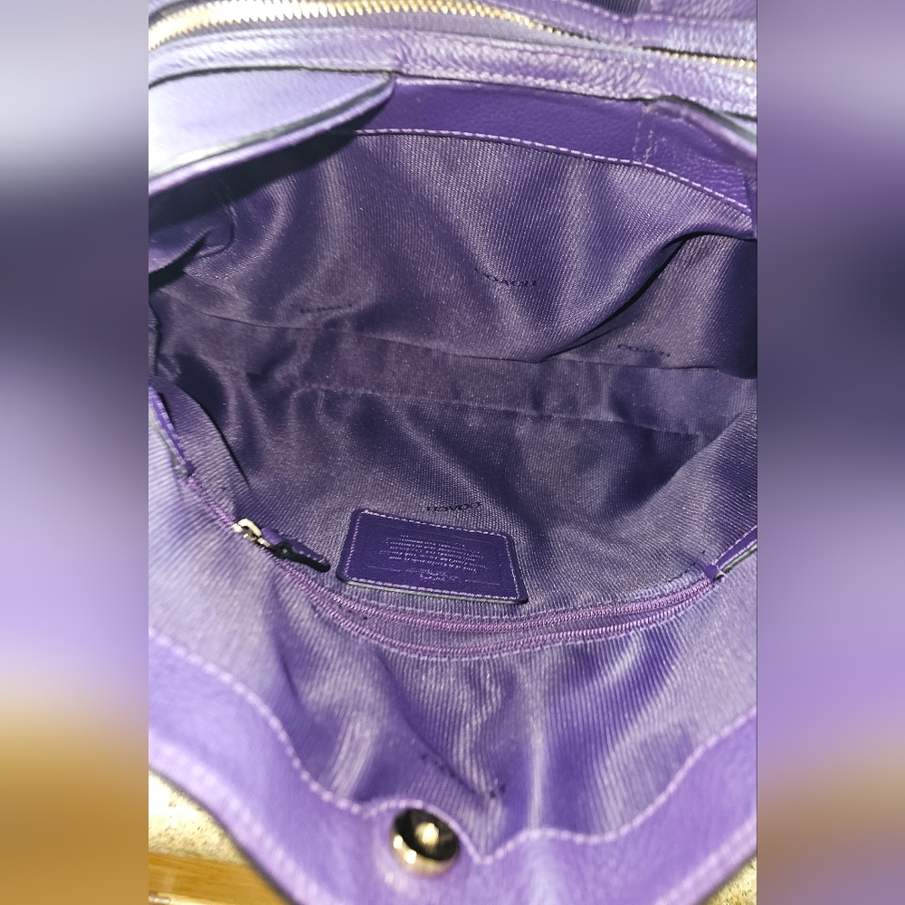 COACH Edie Vibrant Purple Shoulder Bag with Dust Bag & Pair of Twillies - Picture 9 of 15